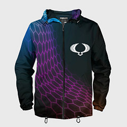 Ветровка с капюшоном мужская SsangYong neon hexagon, цвет: 3D-черный