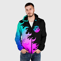 Ветровка с капюшоном мужская Tomodachi Game неоновый огонь, цвет: 3D-черный — фото 2