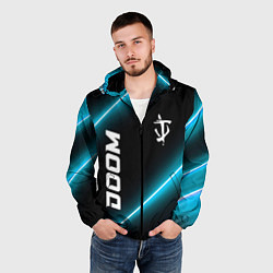 Ветровка с капюшоном мужская Doom неоновые лампы, цвет: 3D-черный — фото 2