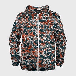 Мужская ветровка Красно-бирюзовый паттерн мелкая мозаика