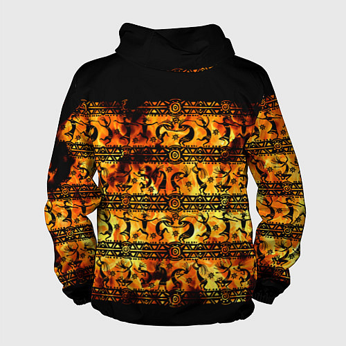 Мужская ветровка Кокопелли - танцы в огне / 3D-Черный – фото 2