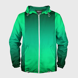 Ветровка с капюшоном мужская Яркий зеленый градиентный комбинированный фон, цвет: 3D-белый