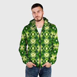 Ветровка с капюшоном мужская Ромбовидный орнамент, цвет: 3D-черный — фото 2