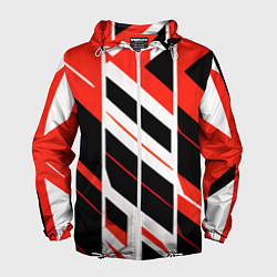Мужская ветровка Black and red stripes on a white background