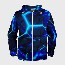 Мужская ветровка Яркие голубые неоновые плиты в разломе