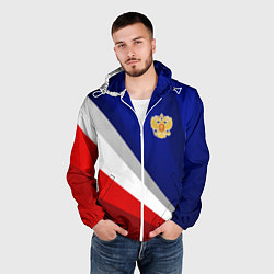 Ветровка с капюшоном мужская Россия - униформа федерации, цвет: 3D-белый — фото 2