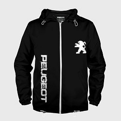 Ветровка с капюшоном мужская Peugeot logo white, цвет: 3D-белый