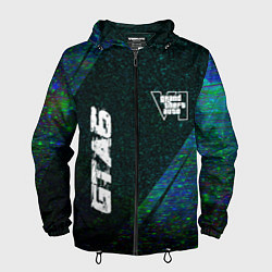 Ветровка с капюшоном мужская GTA6 glitch blue, цвет: 3D-черный