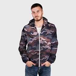 Ветровка с капюшоном мужская Камуфляж-грязь, цвет: 3D-белый — фото 2
