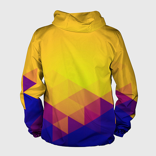 Мужская ветровка Желтая геометрия - спорт Россия с гербом / 3D-Черный – фото 2