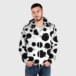 Ветровка с капюшоном мужская Abstract black blots - ai art fantasy, цвет: 3D-белый — фото 2