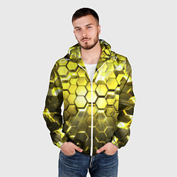 Ветровка с капюшоном мужская Золотые соты, цвет: 3D-белый — фото 2