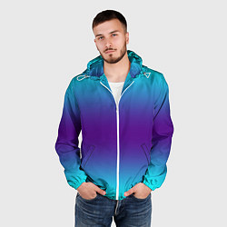 Ветровка с капюшоном мужская Градиент из неона, цвет: 3D-белый — фото 2