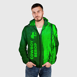 Ветровка с капюшоном мужская Cowboy Bebop - green gradient по-вертикали, цвет: 3D-черный — фото 2