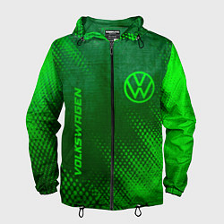 Ветровка с капюшоном мужская Volkswagen - green gradient вертикально, цвет: 3D-черный