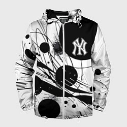 Ветровка с капюшоном мужская New York Yankees baseball team - abstraction, цвет: 3D-белый