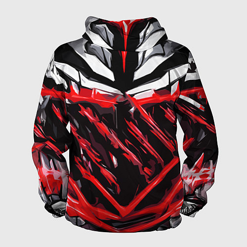 Мужская ветровка Red and white abstraction on a black background / 3D-Черный – фото 2