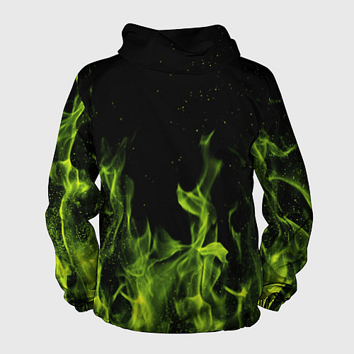 Мужская ветровка Зелёный огонь текстура / 3D-Черный – фото 2
