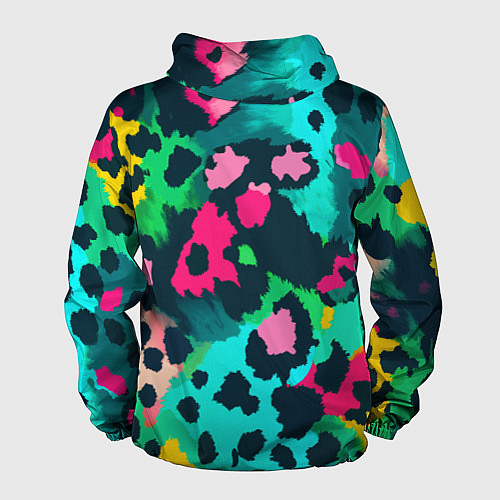 Мужская ветровка Кислотный зеленый леопардовый камуфляж / 3D-Черный – фото 2