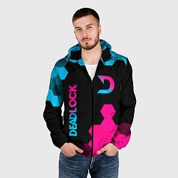 Ветровка с капюшоном мужская Deadlock - neon gradient вертикально, цвет: 3D-черный — фото 2