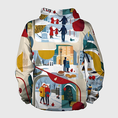 Мужская ветровка Русская зима зарисовки / 3D-Черный – фото 2