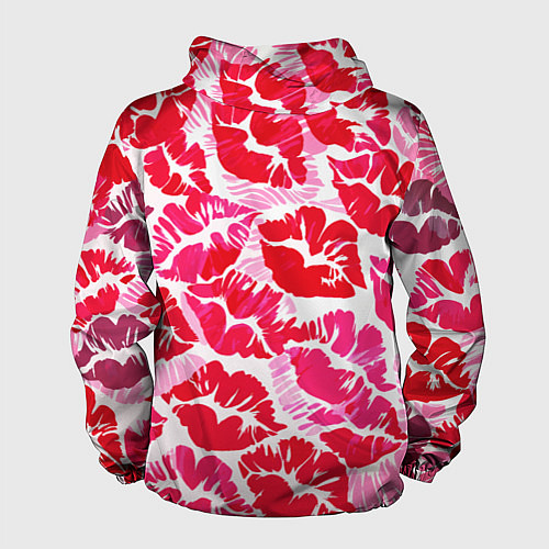 Мужская ветровка Девчачьи отпечатки красных губ - подарок любви / 3D-Черный – фото 2