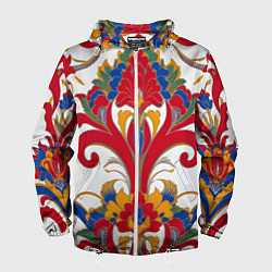 Мужская ветровка Яркий алый узор