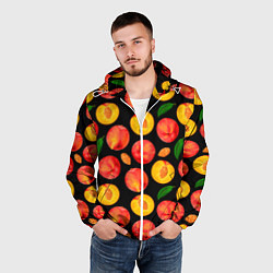 Ветровка с капюшоном мужская Персиковый паттерн, цвет: 3D-белый — фото 2