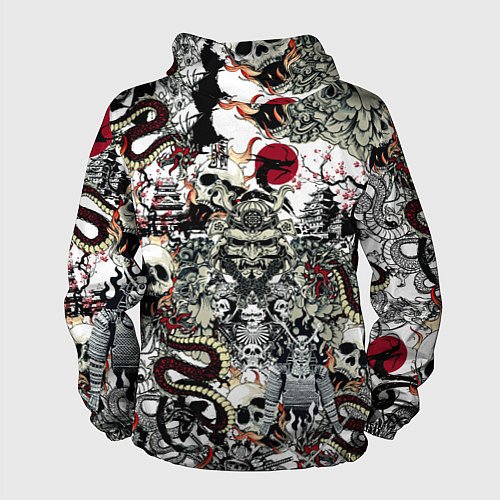Мужская ветровка Японский самурай и драконы паттерн / 3D-Черный – фото 2