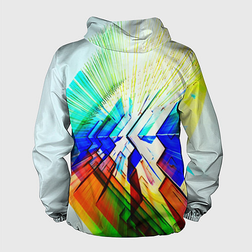 Мужская ветровка Неоновая абстракция стекло / 3D-Черный – фото 2