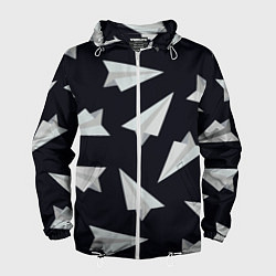 Ветровка с капюшоном мужская Белый бумажный самолётик - Телеграм, цвет: 3D-белый