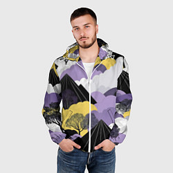 Ветровка с капюшоном мужская Япония горы, цвет: 3D-белый — фото 2