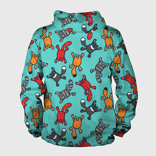 Мужская ветровка Цветные котики паттерн / 3D-Черный – фото 2