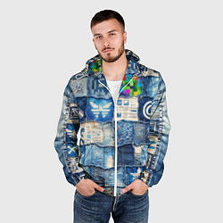 Ветровка с капюшоном мужская Пэчворк с игровыми значками, цвет: 3D-белый — фото 2
