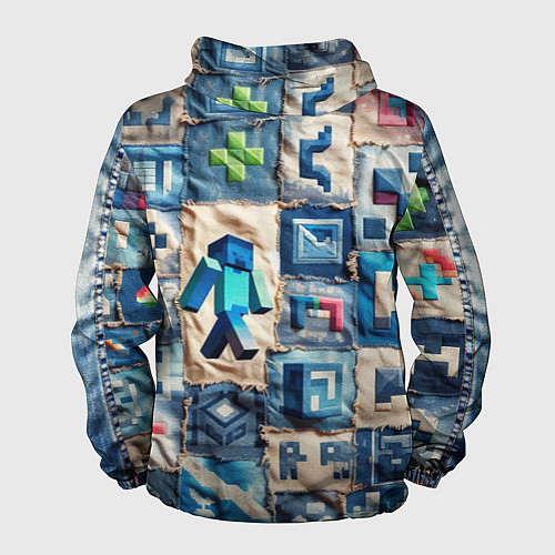 Мужская ветровка Minecraft шагает на пэчворк / 3D-Черный – фото 2