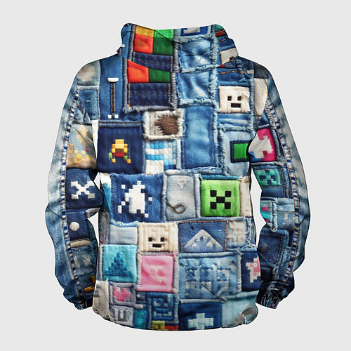 Мужская ветровка Minecraft на пэчворк джинсах / 3D-Черный – фото 2