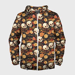 Мужская ветровка Черепа и цветы - паттерн