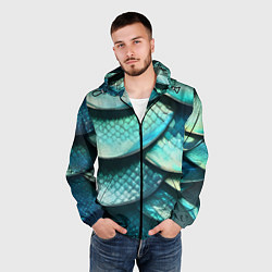Ветровка с капюшоном мужская Чешуя крупной рыбы, цвет: 3D-черный — фото 2