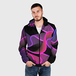 Ветровка с капюшоном мужская Линейная геометрия, цвет: 3D-черный — фото 2