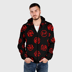 Ветровка с капюшоном мужская Twenty one pilots rose pattern, цвет: 3D-черный — фото 2