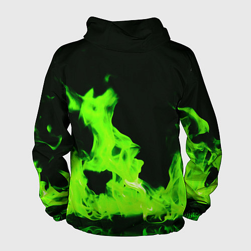 Мужская ветровка Кислотный зелёный огонь / 3D-Черный – фото 2