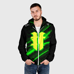 Ветровка с капюшоном мужская Starcraft 2 кислотные соты линии, цвет: 3D-белый — фото 2