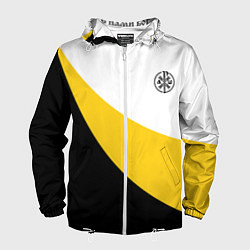Ветровка с капюшоном мужская Мы русские с нами Бог малый черный кцк Николай II, цвет: 3D-белый