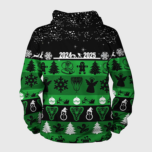 Мужская ветровка Новогодняя с оленями и змеями / 3D-Черный – фото 2