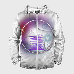 Ветровка с капюшоном мужская Абстракция - круг, цвет: 3D-белый
