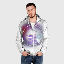 Ветровка с капюшоном мужская Абстракция - круг, цвет: 3D-белый — фото 2