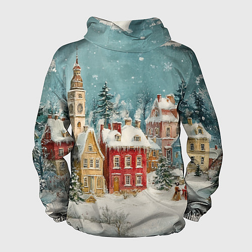 Мужская ветровка Праздничный новогодний город / 3D-Черный – фото 2