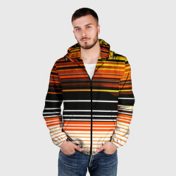Ветровка с капюшоном мужская Разноцветные вертикальные линии, цвет: 3D-черный — фото 2