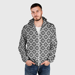 Ветровка с капюшоном мужская Кельтская вышивка, цвет: 3D-белый — фото 2