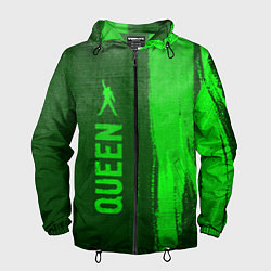Ветровка с капюшоном мужская Queen - green gradient по-вертикали, цвет: 3D-черный